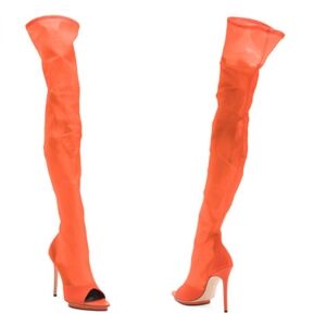 Victoria Beckham Vibrant Orange Over the Knee Boots